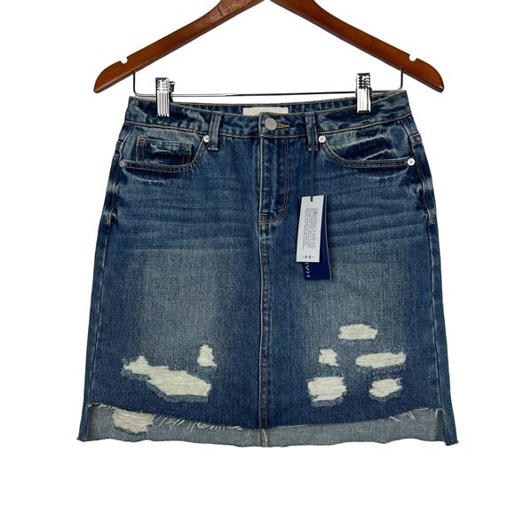 Habitual Girl Distressed Jean Mini Big Girl Size 14 Denim High Lo Skirt NWT - Picture 1 of 6